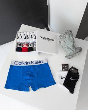 Мужские трусы боксеры 4 штуки + 6 пар высоких носков Calvin Klein в боксе, 1281-XL 1281 фото