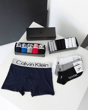 Чоловічі труси боксери 5 штук + 9 пар шкарпеток Calvin Klein у боксі, 162-XL 162 фото