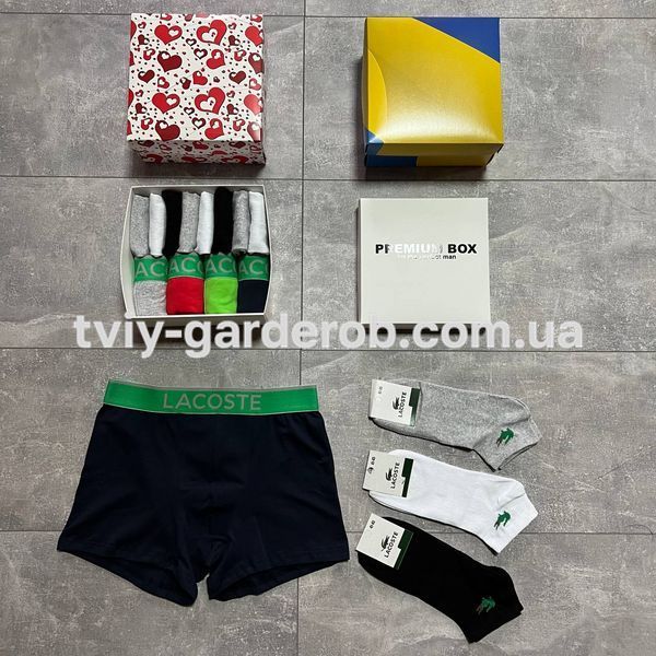 Комплект 4 штуки белья + 8 пар носков Lacoste в боксе, 044-41-S 044 фото