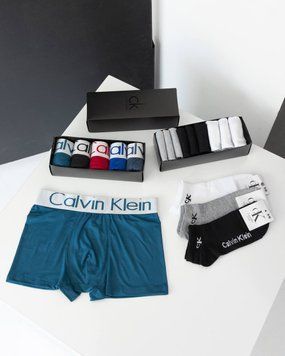 Чоловічі труси боксери 5 штук + 9 пар шкарпеток Calvin Klein у боксі, 163-XL 163 фото