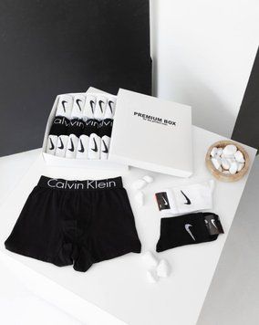 Мужские трусы боксеры Calvin Klein 5 штук + 12 пар носков Nike в боксе, 1472-S 1472 фото