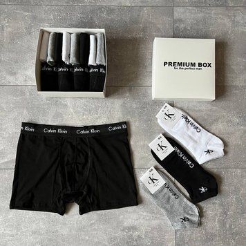 Комплект 4 штуки белья + 8 пар носков Calvin Klein в боксе, 009-41-S 011 фото