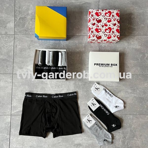 Комплект 4 штуки белья + 8 пар носков Calvin Klein в боксе, 009-41-S 011 фото
